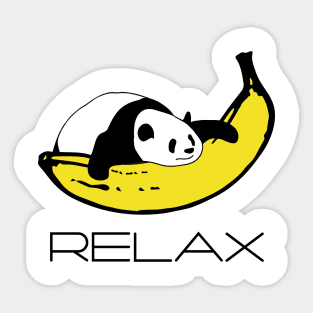 Panda is relaxing on Banana Sticker